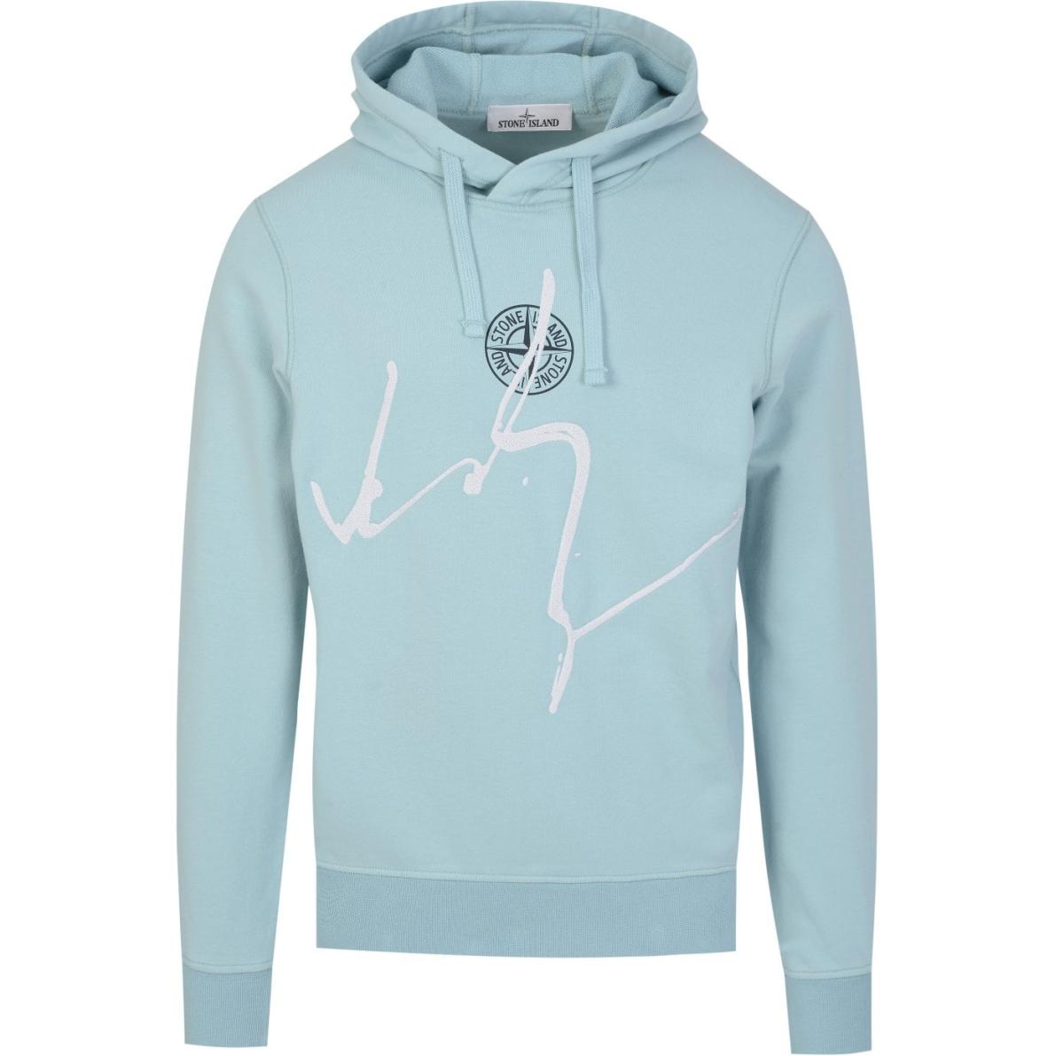 Stone Island Logo Pattern Slim-Fit Hoodie Blue 761566481-V0044