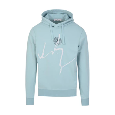 Stone Island Logo Pattern Slim-Fit Hoodie Blue 761566481-V0044