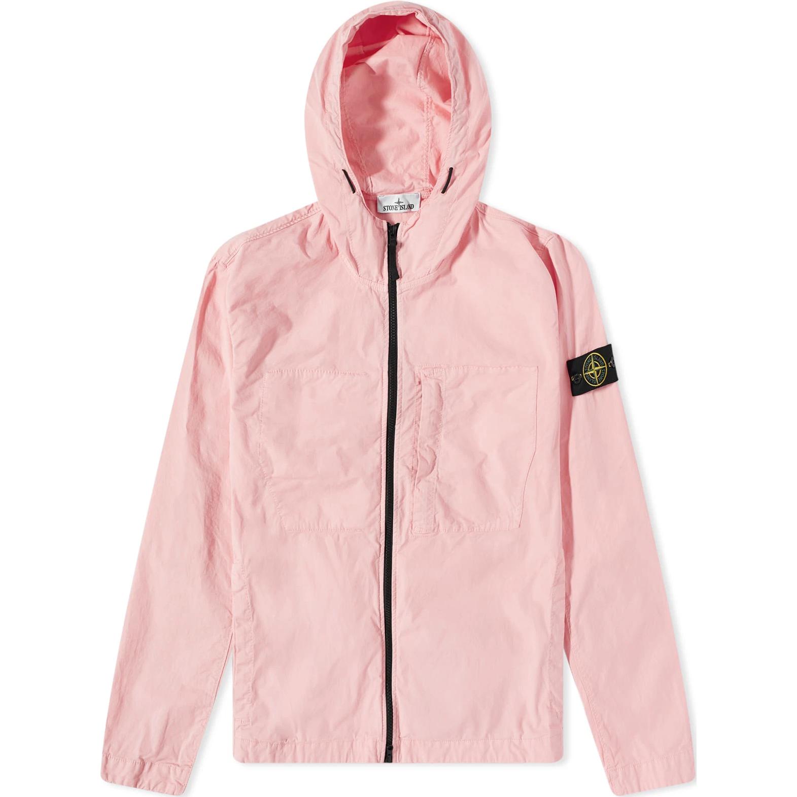 Stone Island Logo Pink Full-Zip Hoodie Jacket for Men 781540623-V0080