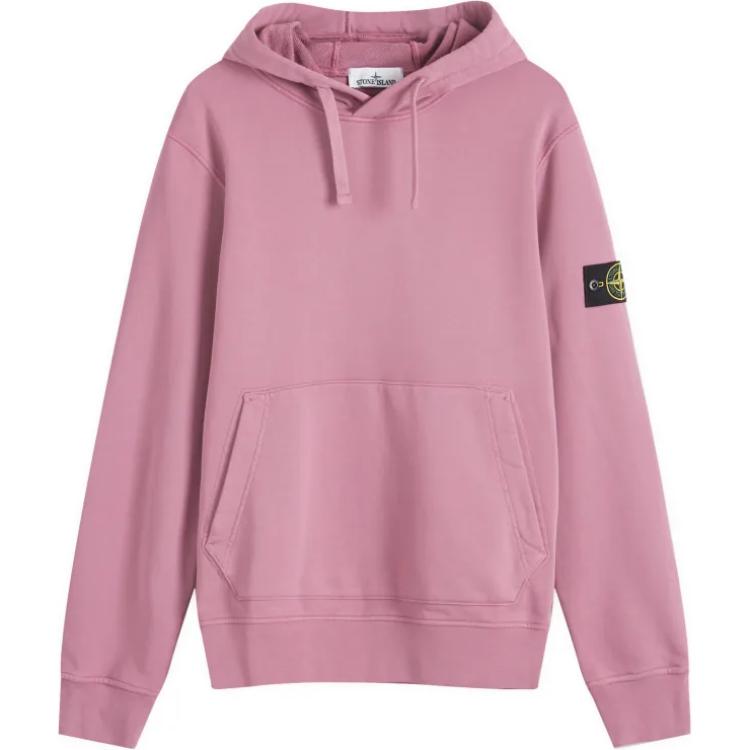Stone Island Logo Pink Hoodie Loose Fit Long Sleeve 811564151-V0086