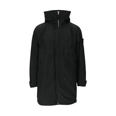 Stone Island Logo Pocket Hooded Jacket Black Long Sleeve Outerwear 741570222-V0029