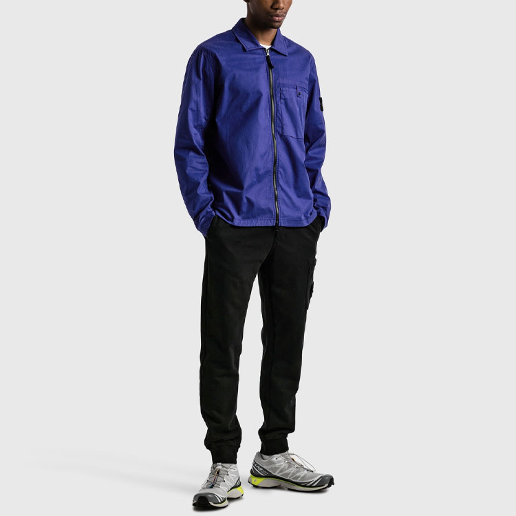 STONE ISLAND Logo Pocket Jacket Blue  Stylish Outerwear. 761512619-V0022 圖 4