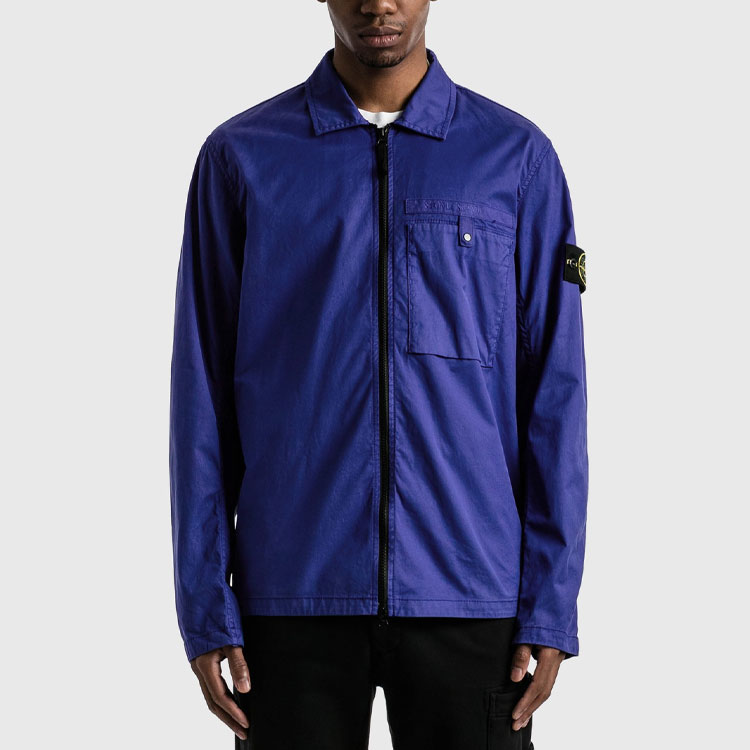 STONE ISLAND Logo Pocket Jacket Blue  Stylish Outerwear. 761512619-V0022 圖 5