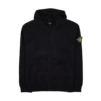 Stone Island Logo Pocket Zip-Up Hoodie Black Long Sleeve 7915563A6-V0029