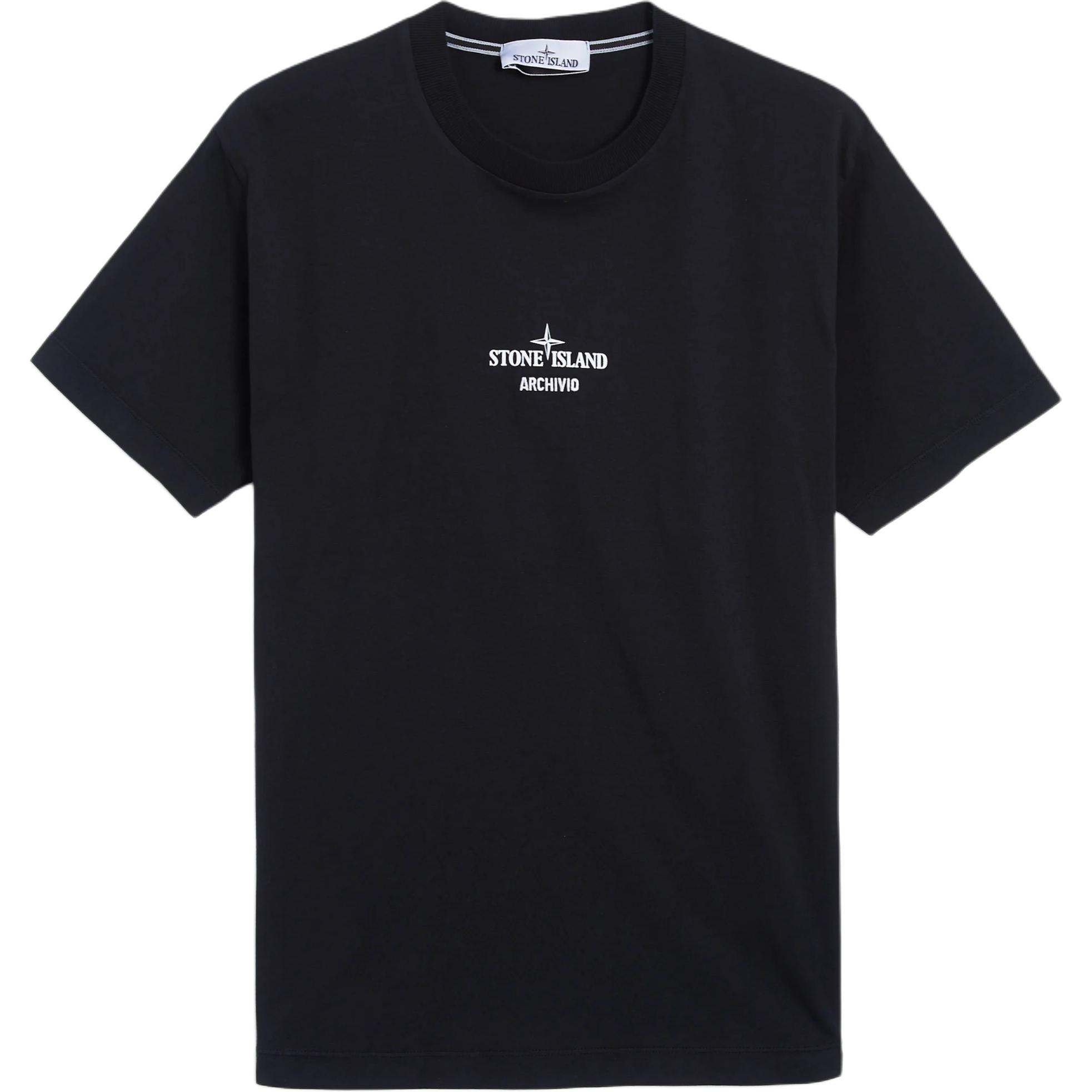 STONE ISLAND Logo Print Crew Neck T-Shirt  Black 81152NS91-V0029