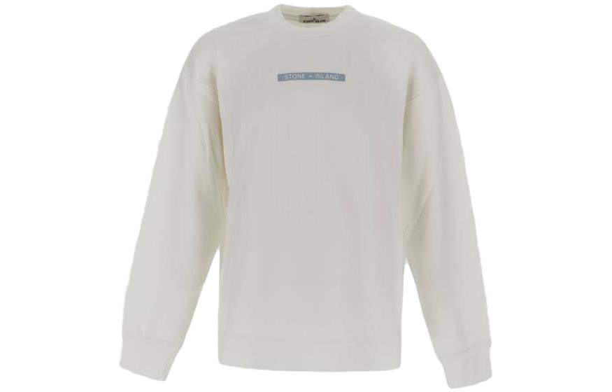 Stone Island Logo Print Crewneck Casual Long Sleeve Sweatshirt Men Off-White 771560535-V0001