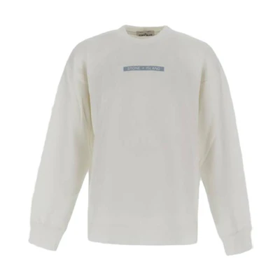 Stone Island Logo Print Crewneck Casual Long Sleeve Sweatshirt Men Off-White 771560535-V0001
