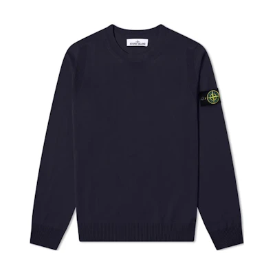 Stone Island Logo Print Crewneck Long-Sleeve Sweatshirt Navy Blue - 7215510B2-V0020
