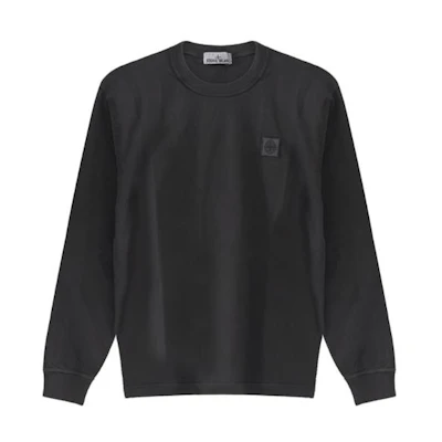Stone Island Logo Print Crewneck Long Sleeve Loose Sweatshirt Black Men’s 771521842-V0065