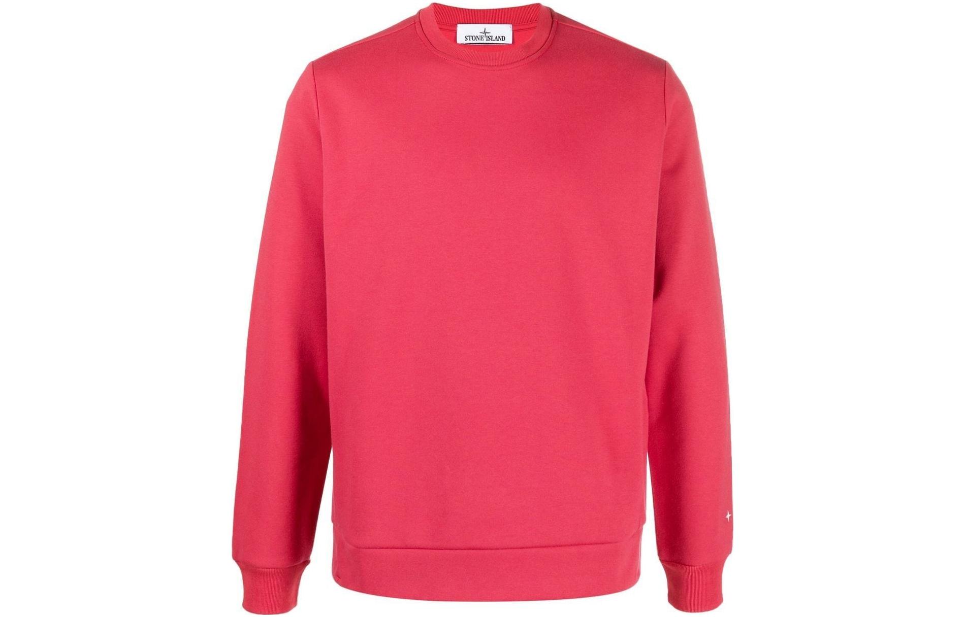 Stone Island Logo Print Crewneck Long Sleeve Sweatshirt Red - 7715631G5-V0010