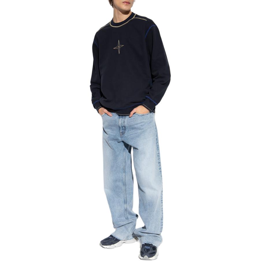 STONE ISLAND Logo Print Crewneck Pullover Long Sleeve Sweatshirt Men Blue 791560778-V0020 圖 3