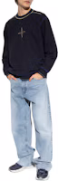 Lookbook STONE ISLAND Logo Print Crewneck Pullover Long Sleeve Sweatshirt Men Blue 791560778-V0020