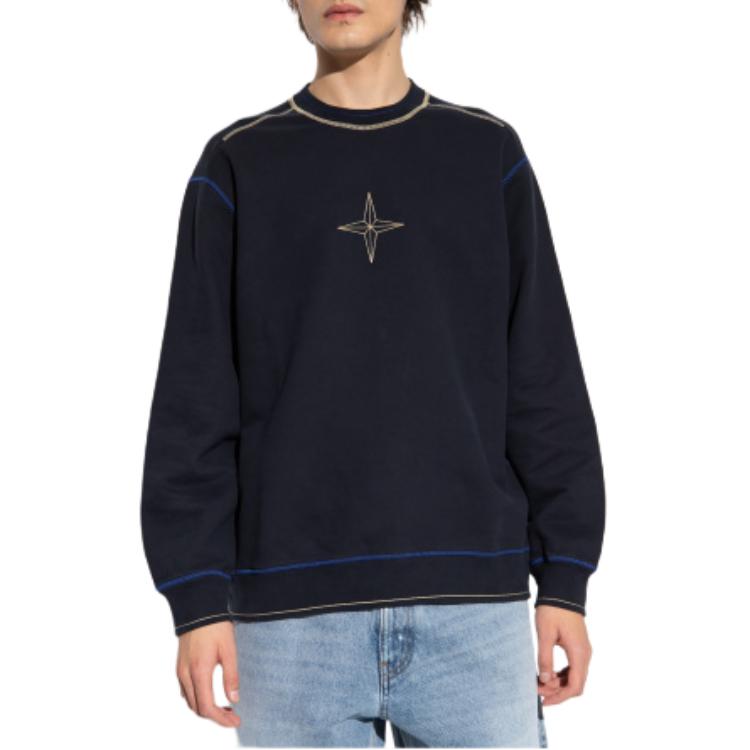 STONE ISLAND Logo Print Crewneck Pullover Long Sleeve Sweatshirt Men Blue 791560778-V0020 圖 4