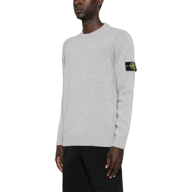 Purchase STONE ISLAND標誌印花灰色圓領針織衫 男女款 - 秋冬款式 8115508A3-V0M64