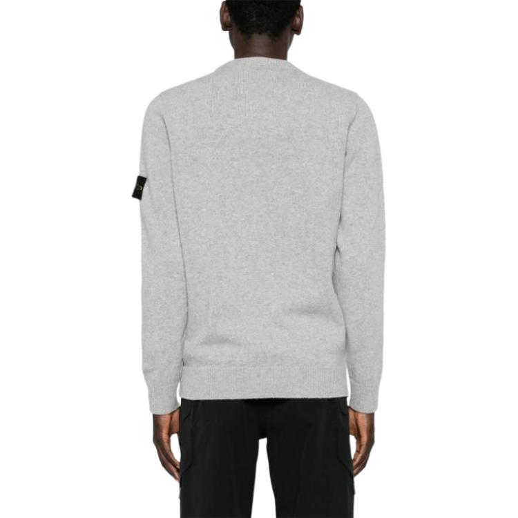 Details for STONE ISLAND標誌印花灰色圓領針織衫 男女款 - 秋冬款式 8115508A3-V0M64