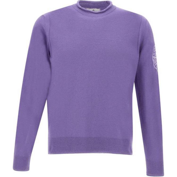 Stone Island Logo Print Crewneck Pullover Sweatshirt Purple (Men) 8015523B9-V0047
