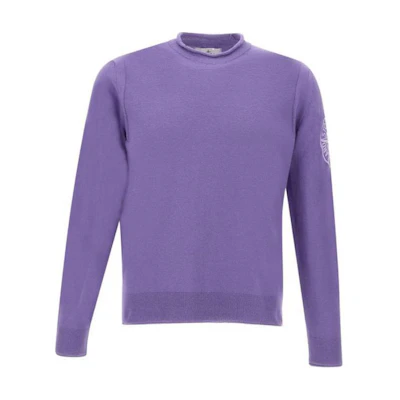 Stone Island Logo Print Crewneck Pullover Sweatshirt Purple (Men) 8015523B9-V0047