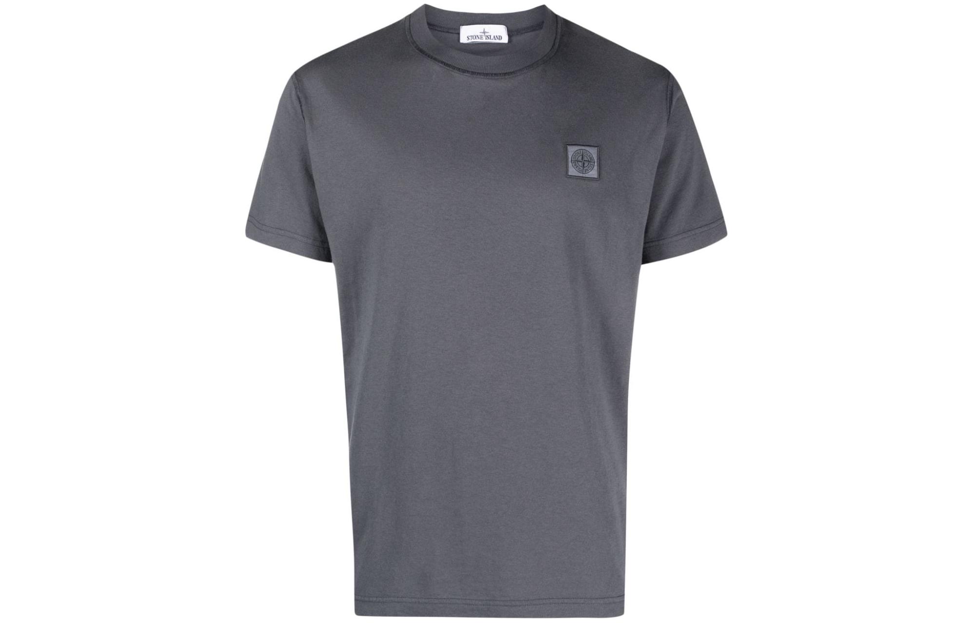 STONE ISLAND Logo Print Crewneck Short Sleeve T-Shirt Men Grey White 791523757-V0062 圖 2