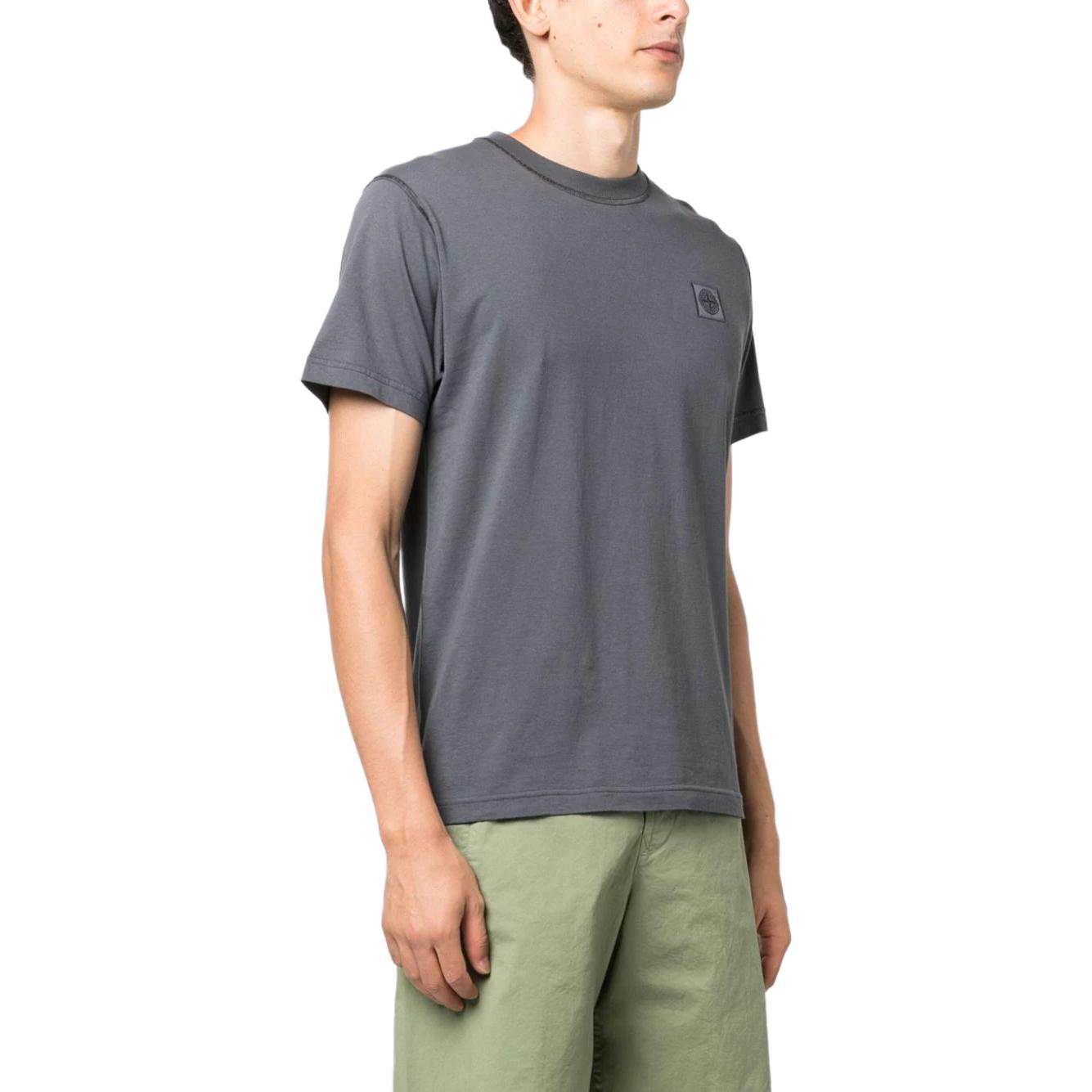 STONE ISLAND Logo Print Crewneck Short Sleeve T-Shirt Men Grey White 791523757-V0062 圖 5