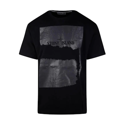 Stone Island Logo Print Embroidery Crew Neck Slim Fit Black T-Shirt. 80152RC90-V0029
