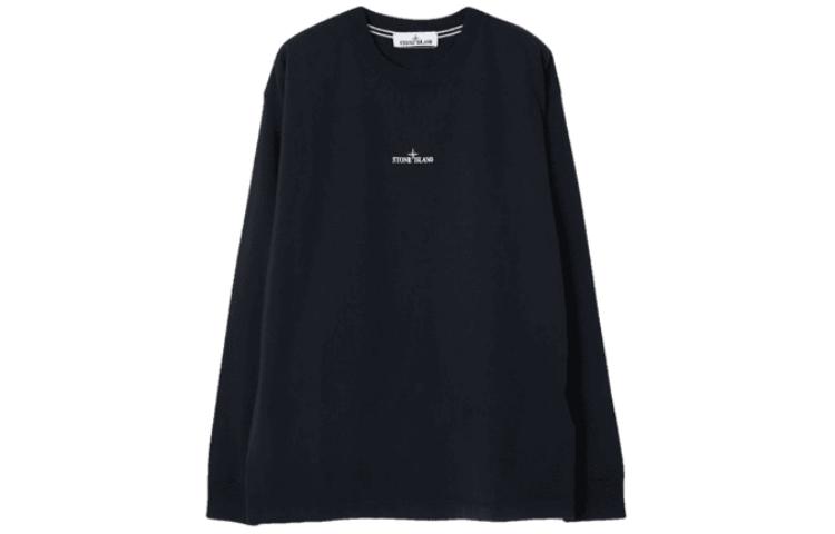 Stone Island Logo Print Loose Fit Crewneck Sweatshirt Men’s Navy Blue 79152RL90-V0020