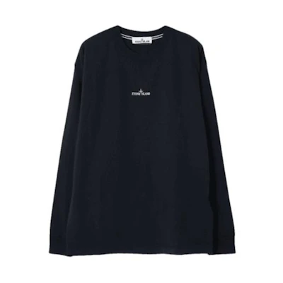 Stone Island Logo Print Loose Fit Crewneck Sweatshirt Men’s Navy Blue 79152RL90-V0020