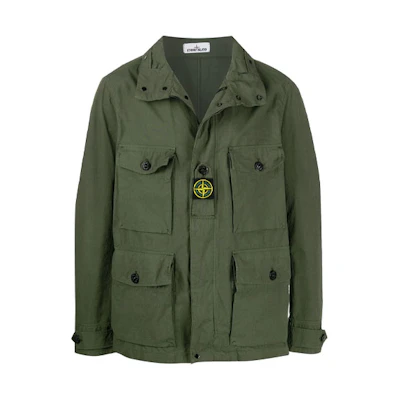 Stone Island Logo Print Multi-Pocket Utility Jacket Men’s - Dark Green 721541921-V0058