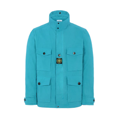Stone Island Logo Print Multi-Pocket Workwear Jacket Turquoise Green 721541921-V0042