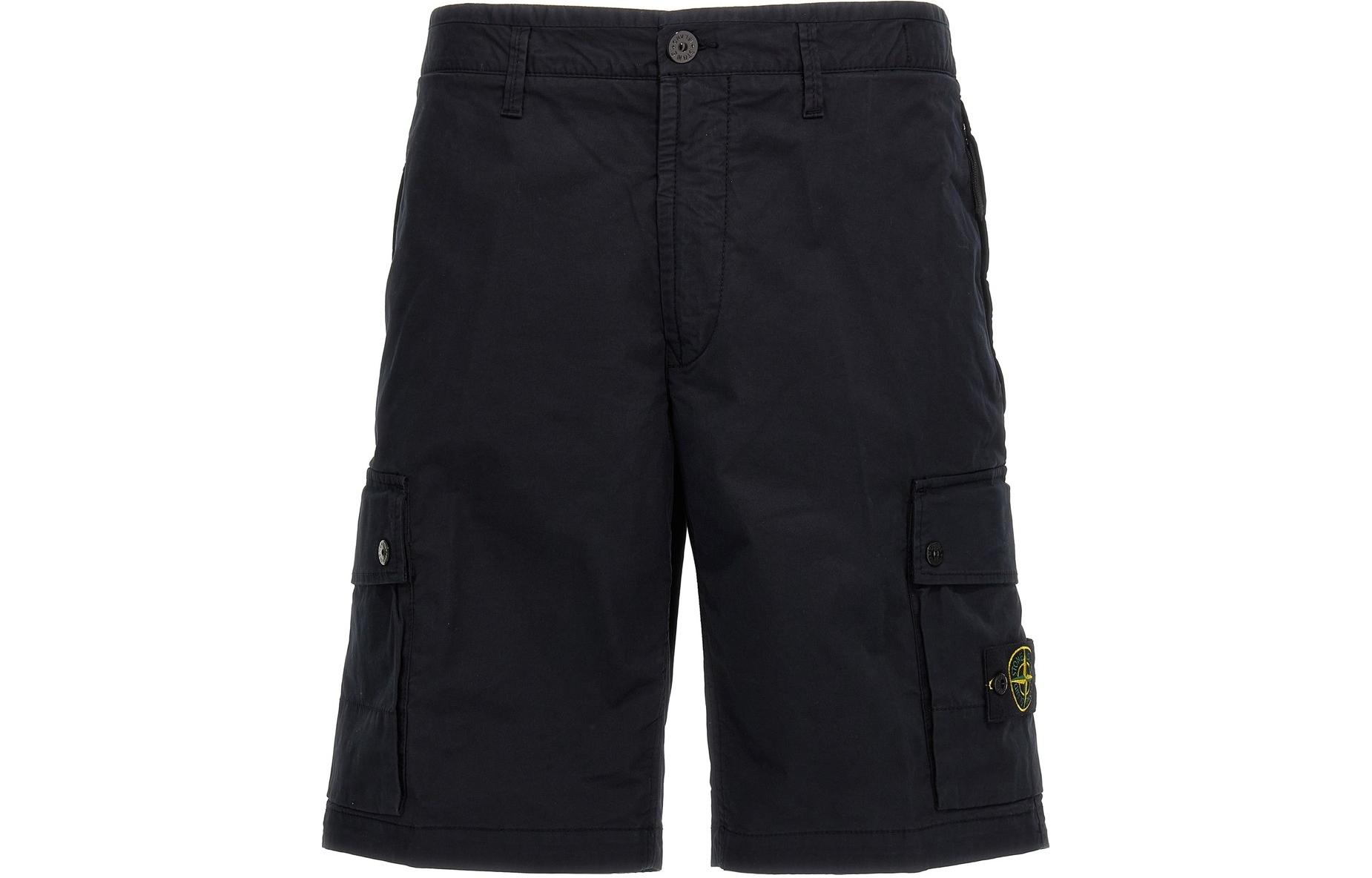 Order STONE ISLAND Celana Pendek Pria Navy Blue Santai dengan Logo Print. 8015L1110-A0020