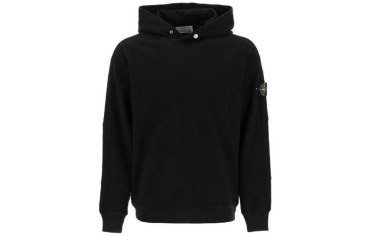 Stone Island Logo Print Pullover Hoodie Men’s Black 801565860-V0029