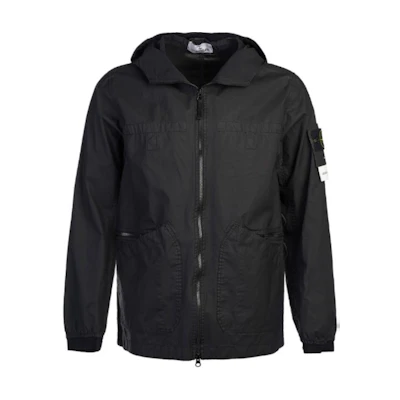 Stone Island Logo Print Zip Hoodie Jacket Black 761541630-V0029