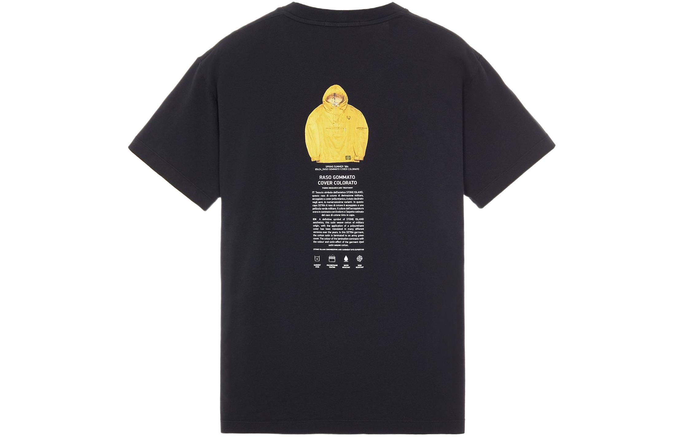 STONE ISLAND Logo Printed Crew Neck Short Sleeve T-Shirt Black () 76152NS91-V0029