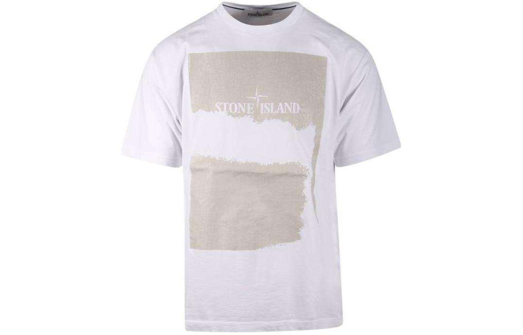 STONE ISLAND Logo Printed Crew Neck Short Sleeve T-Shirt White 80152RC90-V0001