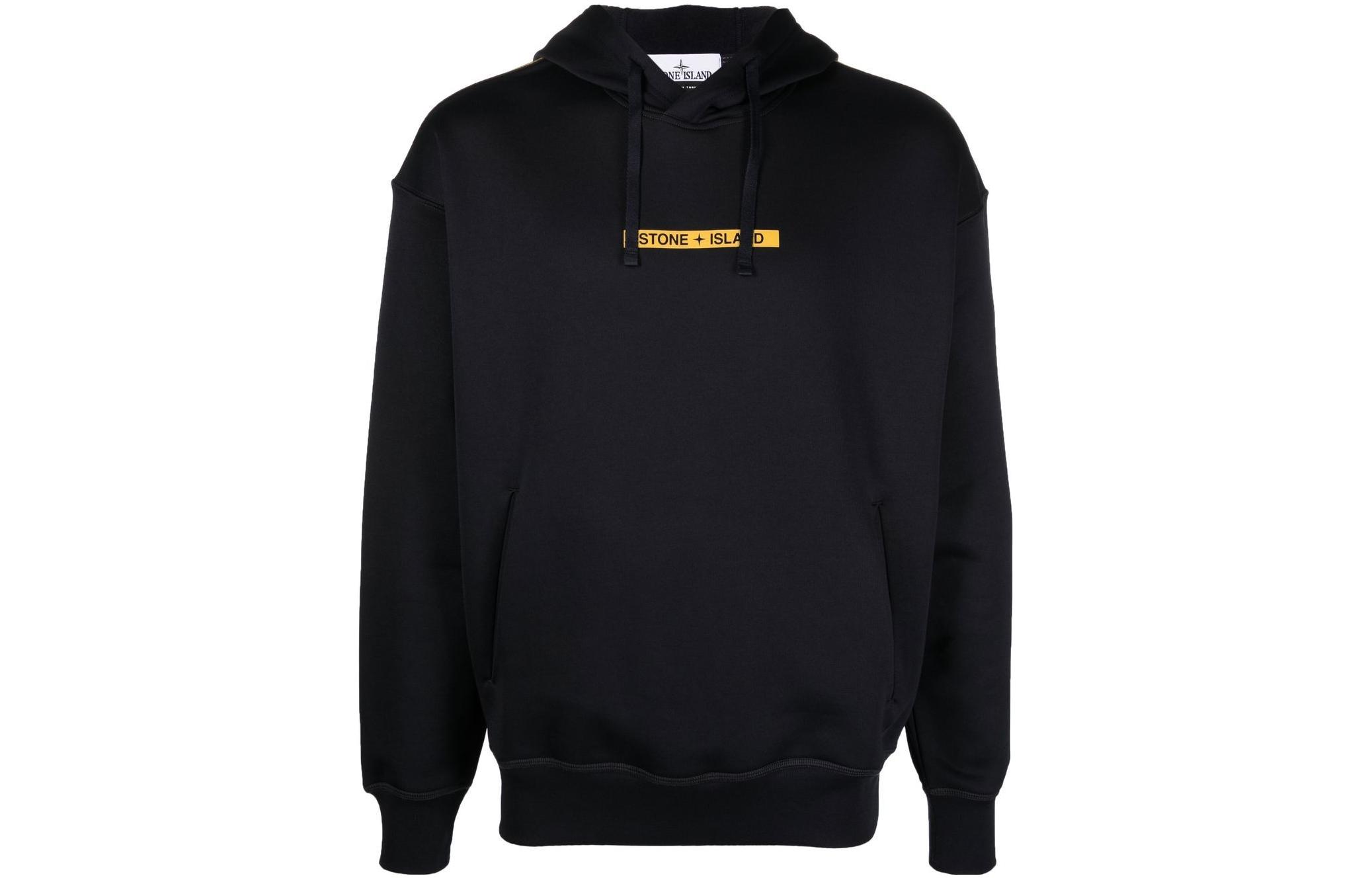 Stone Island Logo Printed Long Sleeve Hoodie for Men 771560335V0020