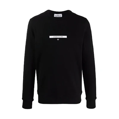 Stone Island Logo Printed Pullover Long Sleeve Sweatshirt Men’s Black 751563085-V0029