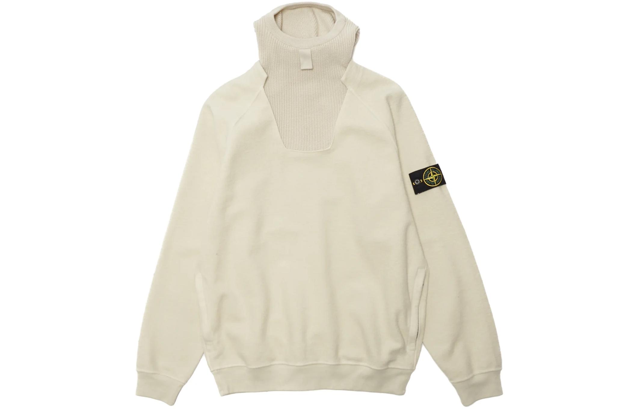 Stone Island Logo Pullover Hoodie Beige Long Sleeve Sweatshirt 791561054-V0097