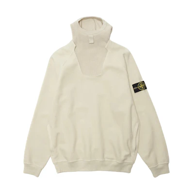Stone Island Logo Pullover Hoodie Beige Long Sleeve Sweatshirt 791561054-V0097
