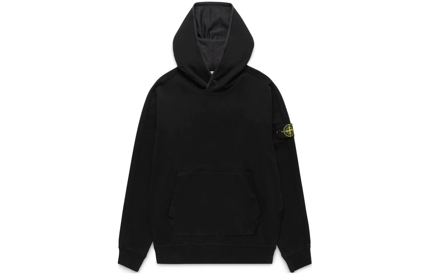 Stone Island Logo Pullover Hoodie Black 801565052-V0029