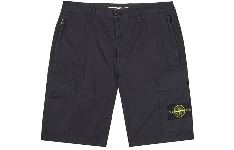 STONE ISLAND Logo Relaxed Fit Zip Pocket Casual Shorts Navy Blue Men 7415L0803-V0020