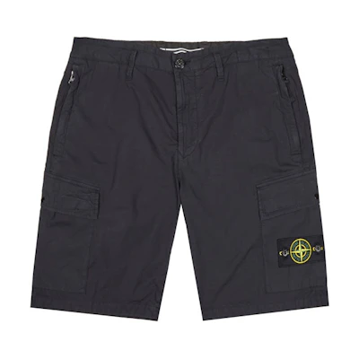 STONE ISLAND Logo Relaxed Fit Zip Pocket Casual Shorts Navy Blue Men 7415L0803-V0020