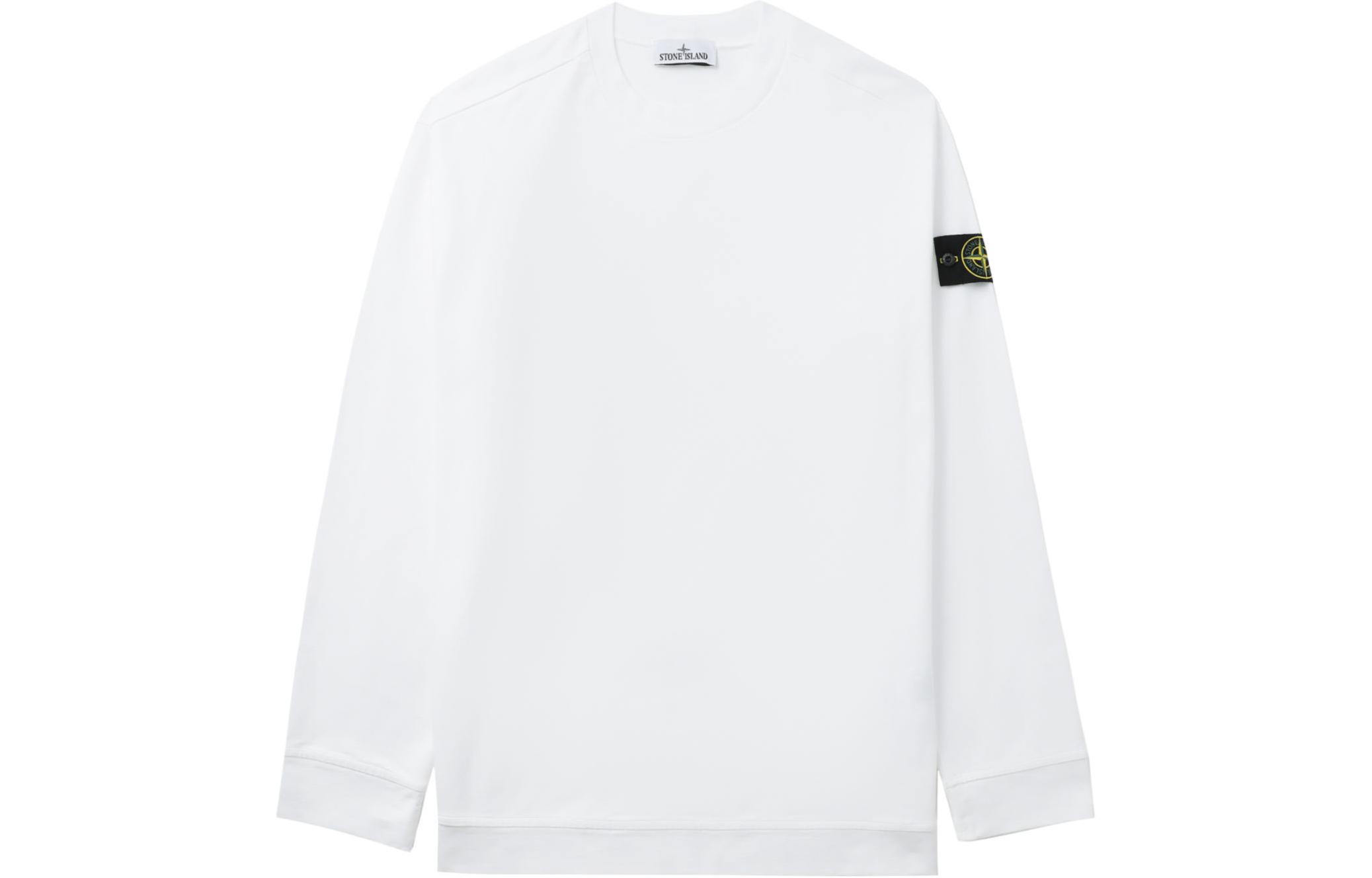 Stone Island Logo Round Neck Pullover Sweatshirt Unisex White 801564750