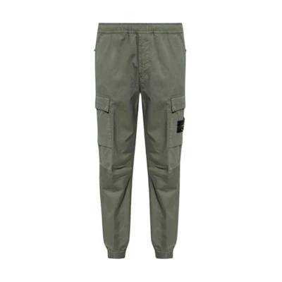 STONE ISLAND Logo Slim Fit Tapered Casual Pants Men Green. 811531314-V0059
