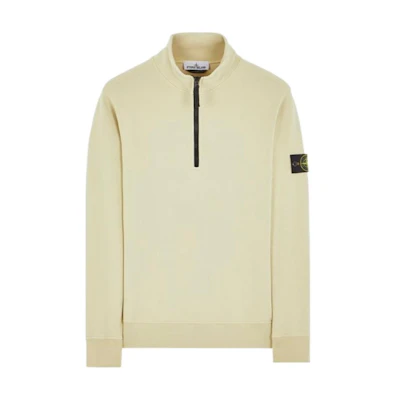 Stone Island Logo Stand Collar Long Sleeve Sweatshirt Beige 801561951-V0091