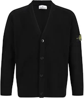 STONE ISLAND Logo V-Neck Button-Up Knit Cardigan Black 8115523B4-V0029 STONE ISLAND Logo V-Neck Button-Up Knit Cardigan Black 8115523B4-V0029