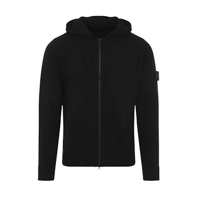 Stone Island Logo Zip-Up Hoodie Jacket Black - 8115528FA-V0029