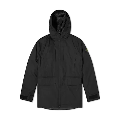 Stone Island Logo Zip-Up Hoodie Jacket Black 731540230-V0029