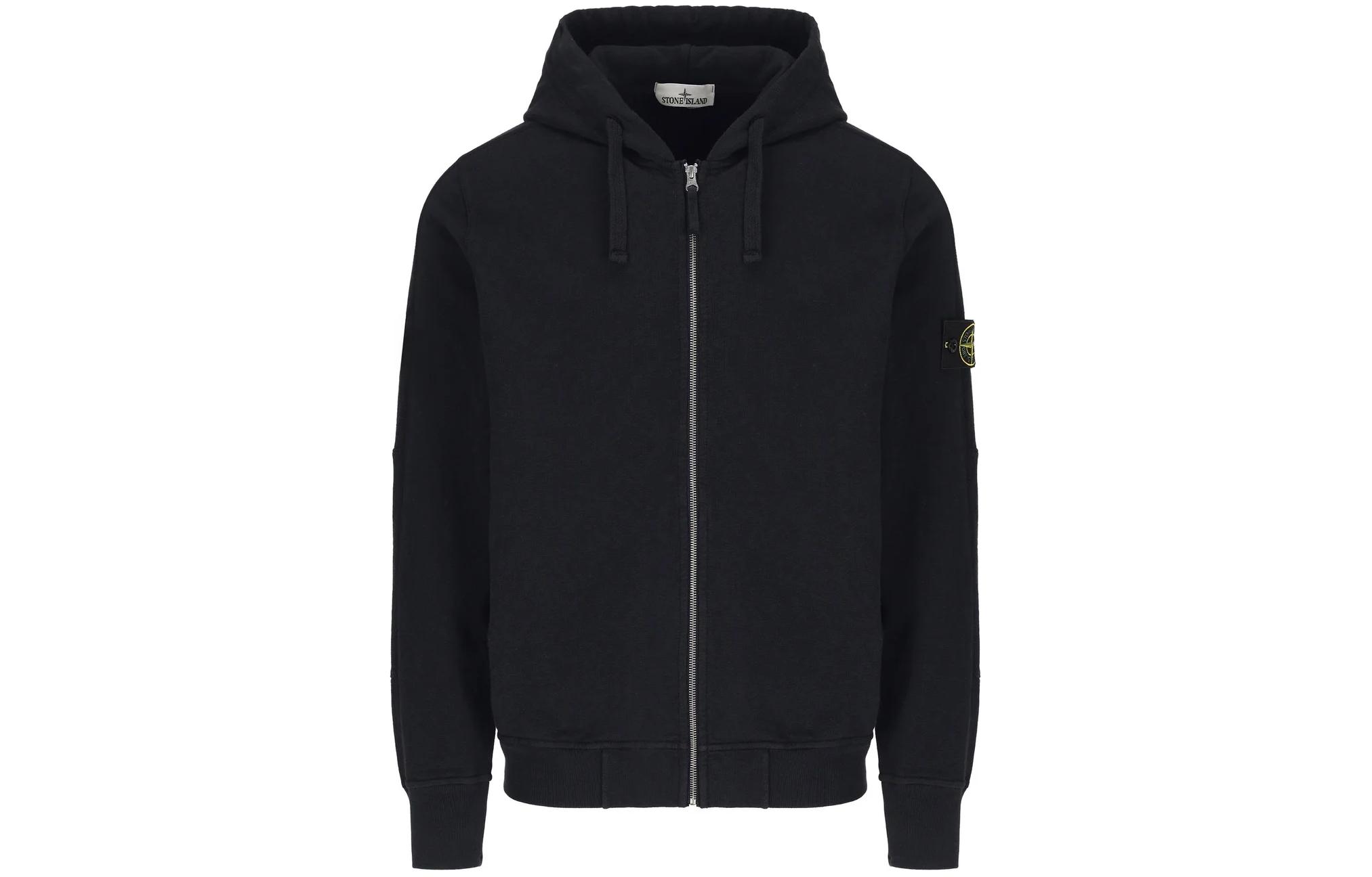 Stone Island Logo Zip-Up Hoodie Jacket Men’s Blue 801563160-V0020