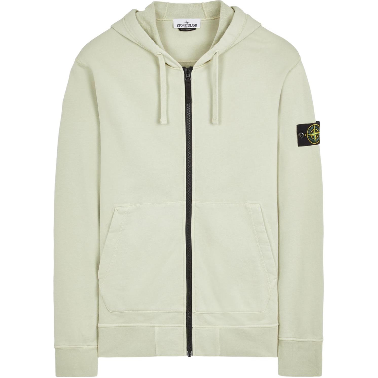 Stone Island Logo Zip-Up Hoodie Jacket Pistachio Green 801564251-V0051