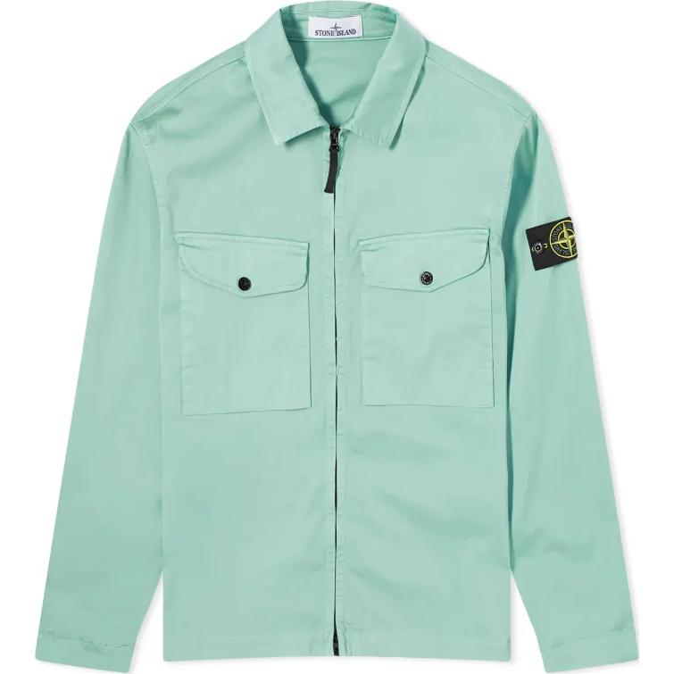Stone Island Logo Zip-Up Jacket Light Green 801510812-V0052
