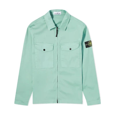 Stone Island Logo Zip-Up Jacket Light Green 801510812-V0052